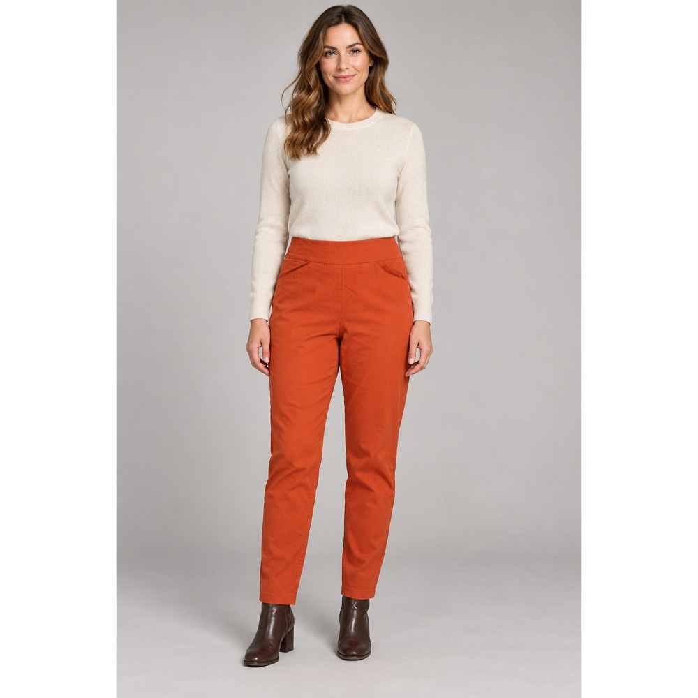 Versona Womens Pants Size 12 Rust Orange Stretch Pull On Ankle Straight Leg Mid